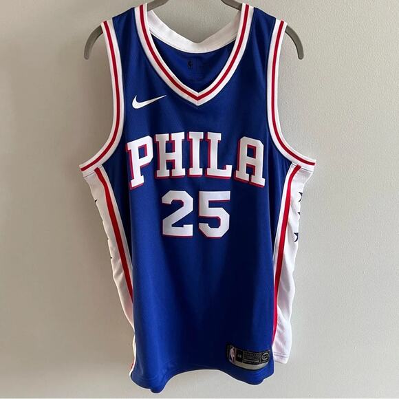 Nike Dri-fit Red White and Blue Philadelphia 76ers Simmons Jersey Size L - Picture 1 of 9